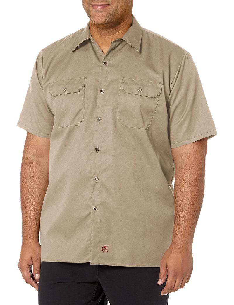 Red Kap Men's Standard Utility Uniform Shirt, Khaki, Medium - Image 1